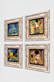 Van Gogh, Gustav Klimt Taş Duvar Tablosu Çerçeveli Duvar Dekoru 4 Parça Tablo Seti Wall Art
