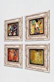 Picasso, Gustav Klimt Taş Duvar Tablosu Çerçeveli Duvar Dekoru 4 Parça Tablo Seti Wall Art