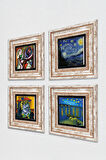 Picasso, Van Gogh Taş Duvar Tablosu Çerçeveli Duvar Dekoru 4 Parça Tablo Seti Wall Art