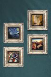 Salvador Dalí, Picasso, Van Gogh, Gustav Klimt Taş Duvar Tablosu Çerçeveli Duvar Dekoru 4 Parça Tablo Seti Wall Art