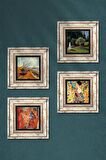 Picasso, Van Gogh, Gustav Klimt, Claude Monet Taş Duvar Tablosu Çerçeveli Duvar Dekoru 4 Parça Tablo Seti Wall Art