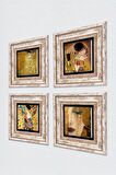 Gustav Klimt Taş Duvar Tablosu Çerçeveli Duvar Dekoru 4 Parça Tablo Seti Wall Art