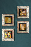 Gustav Klimt Taş Duvar Tablosu Çerçeveli Duvar Dekoru 4 Parça Tablo Seti Wall Art