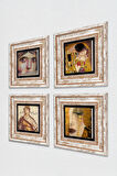 Çingene Kızı, Soteria, Gustav Klimt Altın Gözyaşları, Öpücük Taş Duvar Tablosu Çerçeveli Duvar Dekoru 4 Parça Tablo Seti Wall Art