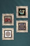 Yaşam Çiçeği, Şahmeran, Nar Taş Duvar Tablosu Çerçeveli Duvar Dekoru 4 Parça Tablo Seti Wall Art