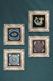 Mandala, Nazar, Yaşam Çiçeği, Şahmeran Taş Duvar Tablosu Çerçeveli Duvar Dekoru 4 Parça Tablo Seti Wall Art