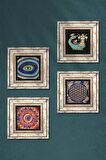 Mandala, Nazar, Yaşam Çiçeği, Şahmeran Taş Duvar Tablosu Çerçeveli Duvar Dekoru 4 Parça Tablo Seti Wall Art