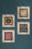 Mandala, Lotus Çiçeği, Yaşam Çiçeği, Nazar Taş Duvar Tablosu Çerçeveli Duvar Dekoru 4 Parça Tablo Seti Wall Art