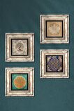 Lotus Çiçeği, Yaşam Çiçeği, Hayat Ağacı Taş Duvar Tablosu Çerçeveli Duvar Dekoru 4 Parça Tablo Seti Wall Art