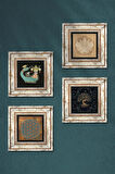 Yaşam Çiçeği, Lotus Çiçeği, Hayat Ağacı, Şahmeran Taş Duvar Tablosu Çerçeveli Duvar Dekoru 4 Parça Tablo Seti Wall Art