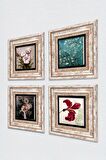 Lale, Van Gogh Badem Ağacı, Bahar Düşü Serisi, Kelebekli Çiçek Taş Duvar Tablosu Çerçeveli Duvar Dekoru 4 Parça Tablo Seti Wall Art