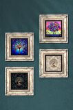 Hayat Ağacı Taş Duvar Tablosu Çerçeveli Duvar Dekoru 4 Parça Tablo Seti Wall Art
