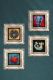 Fil, Nazar, Şahmeran, Nar Taş Duvar Tablosu Çerçeveli Duvar Dekoru 4 Parça Tablo Seti Wall Art