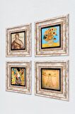 Van Gogh, Gustav Klimt, Leonardo da Vinci, Soteria Mozaiği Taş Duvar Tablosu Çerçeveli Duvar Dekoru 4 Parça Tablo Seti Wall Art