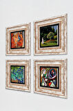 Picasso, Claude Monet, Van Gogh Taş Duvar Tablosu Çerçeveli Duvar Dekoru 4 Parça Tablo Seti Wall Art