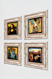 Salvador Dalí, Picasso, Gustav Klimt, Leonardo da Vinci Taş Duvar Tablosu Çerçeveli Duvar Dekoru 4 Parça Tablo Seti Wall Art