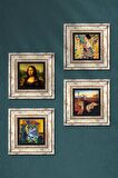 Salvador Dalí, Picasso, Gustav Klimt, Leonardo da Vinci Taş Duvar Tablosu Çerçeveli Duvar Dekoru 4 Parça Tablo Seti Wall Art