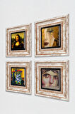 Picasso Ağlayan, Çingene Kızı, Gustav Klimt, Leonardo da Vinci Taş Duvar Tablosu Çerçeveli Duvar Dekoru 4 Parça Tablo Seti Wall Art