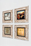 Salvador Dalí, Mozaik Serisi, Leonardo da Vinci Taş Duvar Tablosu Çerçeveli Duvar Dekoru 4 Parça Tablo Seti Wall Art