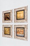 Mozaik, Antik Mısır, Bir Roma Sanat Aşığı, Da Vinci Vitruvius Adamı Taş Duvar Tablosu Çerçeveli Duvar Dekoru 4 Parça Tablo Seti Wall Art