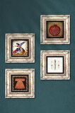 Hırka-i Şerif, Elif, Bereket Duası, Semazen Taş Duvar Tablosu Çerçeveli Duvar Dekoru 4 Parça Tablo Seti Wall Art