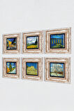 Van Gogh Taş Duvar Tablosu Çerçeveli Duvar Dekoru 6 Parça Tablo Seti Wall Art