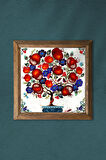 Nar Ağacı Taş Duvar Tablosu Ahşap Çerçeveli Duvar Dekoru Wall Art 25x25cm