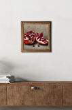 Nar Taş Duvar Tablosu Ahşap Çerçeveli Duvar Dekoru Wall Art 25x25cm