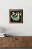 Şahmeran Taş Duvar Tablosu Ahşap Çerçeveli Duvar Dekoru Wall Art 25x25cm