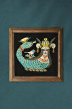 Şahmeran Taş Duvar Tablosu Ahşap Çerçeveli Duvar Dekoru Wall Art 25x25cm