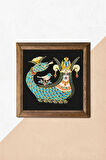 Şahmeran Taş Duvar Tablosu Ahşap Çerçeveli Duvar Dekoru Wall Art 25x25cm