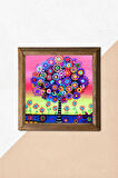 Karla Gerard Hayat Ağacı Taş Duvar Tablosu Ahşap Çerçeveli Duvar Dekoru Wall Art 25x25cm