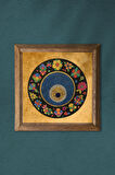 Nazar Boncuğu Taş Duvar Tablosu Ahşap Çerçeveli Duvar Dekoru Wall Art 25x25cm