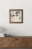 Leonardo da Vinci At Heykeli Taş Duvar Tablosu Ahşap Çerçeveli Duvar Dekoru Wall Art 25x25cm