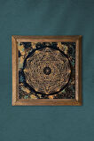 Sri Yantra Taş Duvar Tablosu Ahşap Çerçeveli Duvar Dekoru Wall Art 25x25cm