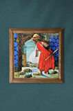 Kaplumbağa Terbiyecisi Taş Duvar Tablosu Ahşap Çerçeveli Duvar Dekoru Wall Art 25x25cm