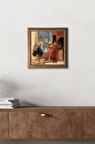 Satranç Oyunu Taş Duvar Tablosu Ahşap Çerçeveli Duvar Dekoru Wall Art 25x25cm