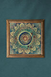 Mandala Taş Duvar Tablosu Ahşap Çerçeveli Duvar Dekoru Wall Art 25x25cm