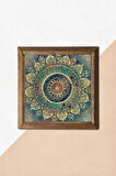 Mandala Taş Duvar Tablosu Ahşap Çerçeveli Duvar Dekoru Wall Art 25x25cm