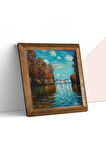 Claude Monet Sonbahar Taş Duvar Tablosu Ahşap Çerçeveli Duvar Dekoru Wall Art 25x25cm