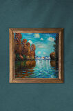 Claude Monet Sonbahar Taş Duvar Tablosu Ahşap Çerçeveli Duvar Dekoru Wall Art 25x25cm