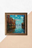 Claude Monet Sonbahar Taş Duvar Tablosu Ahşap Çerçeveli Duvar Dekoru Wall Art 25x25cm