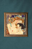 Gustav Klimt Anne Çocuk Taş Duvar Tablosu Ahşap Çerçeveli Duvar Dekoru Wall Art 25x25cm
