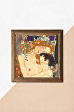 Gustav Klimt Anne Çocuk Taş Duvar Tablosu Ahşap Çerçeveli Duvar Dekoru Wall Art 25x25cm