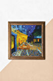 Vincent van Gogh Kafe Terasta Gece Taş Duvar Tablosu Ahşap Çerçeveli Duvar Dekoru Wall Art 25x25cm