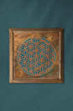 Yaşam Çiçeği Taş Duvar Tablosu Ahşap Çerçeveli Duvar Dekoru Wall Art 25x25cm