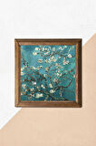 Vincent van Gogh Badem Ağacı Taş Duvar Tablosu Ahşap Çerçeveli Duvar Dekoru Wall Art 25x25cm
