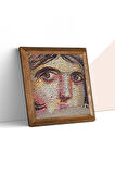 Çingene Kızı Mozaiği Taş Duvar Tablosu Ahşap Çerçeveli Duvar Dekoru Wall Art 25x25cm