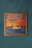 İstanbul Kız Kulesi Taş Duvar Tablosu Ahşap Çerçeveli Duvar Dekoru Wall Art 25x25cm