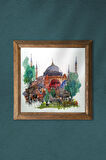 İstanbul Ayasofya Taş Duvar Tablosu Ahşap Çerçeveli Duvar Dekoru Wall Art 25x25cm